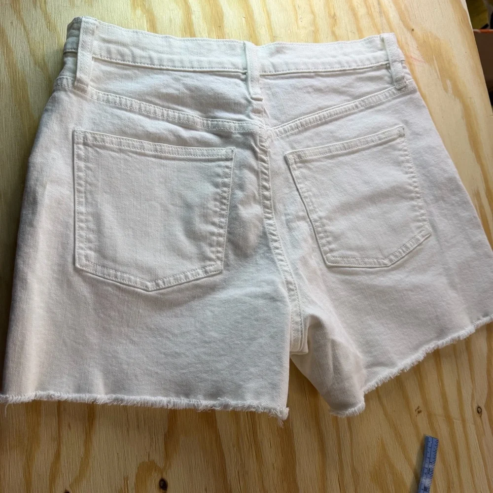 J.Crew Women’s‎ White Denim Shorts Size 28 High Rise Button Fly Raw Hem
